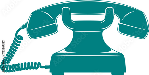 Black Vector Silhouette of Classic Telephone Receiver - Communication Icon	