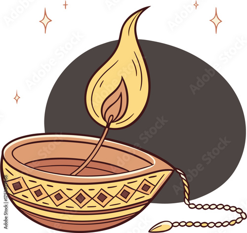 illustration of a Diya Diwali festival of light