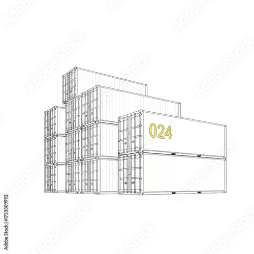 Cargo container isolated on white background vector illustration of a shipping container, freight, transport, logistics, export, import, delivery, storage, industry