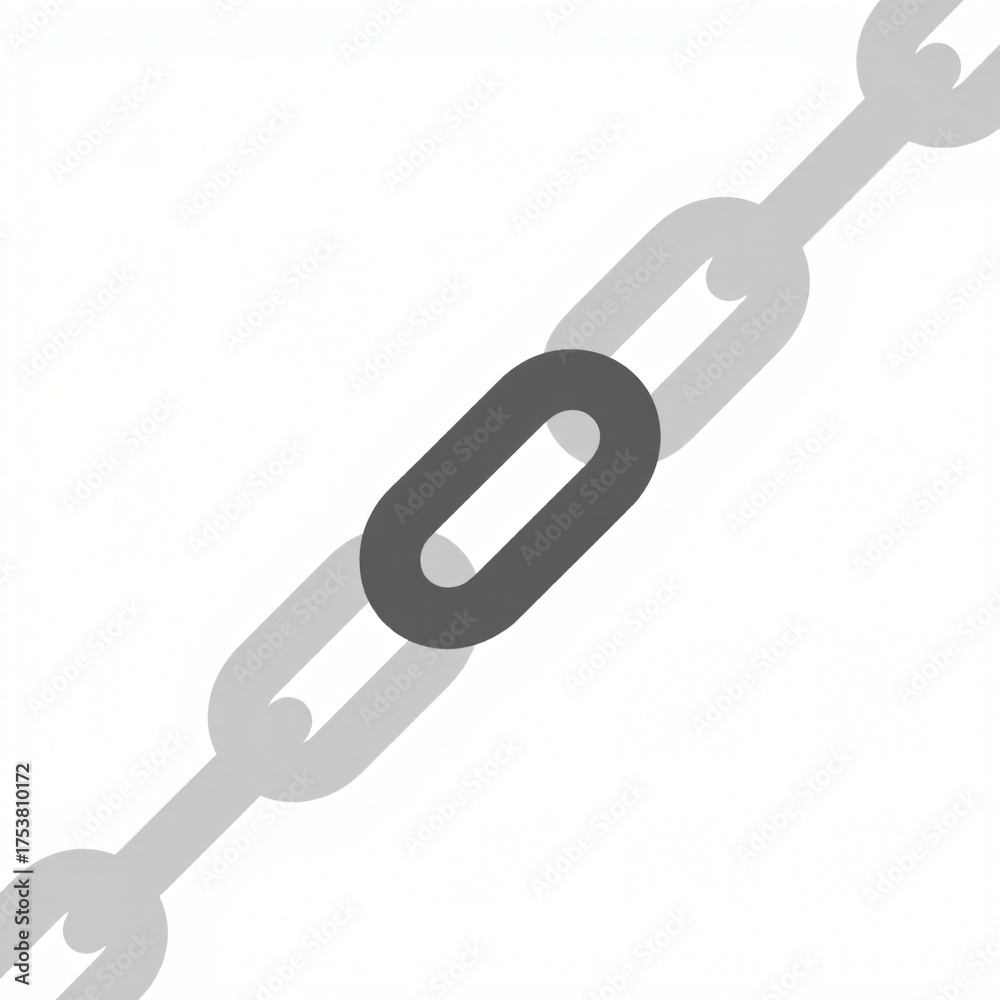 Obraz premium vector illustration of a chain link, flat design, solid dark‑gray fill, white background, centered, 1024×1024, crisp edges, high‑detail