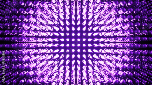 Abstract purple digital background glowing sphere motion grid 3D render