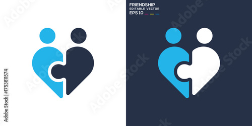 Friendship logo. People, cooperation, unity, life. Vector design template.