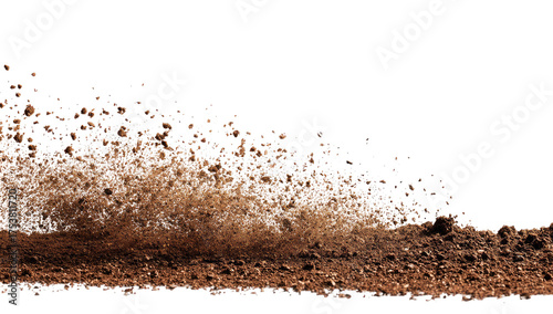 Brown dirt erupting in a dramatic, angled wave
