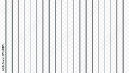 Realistic Metal Prison Bars or Jail Grate on Transparent Background