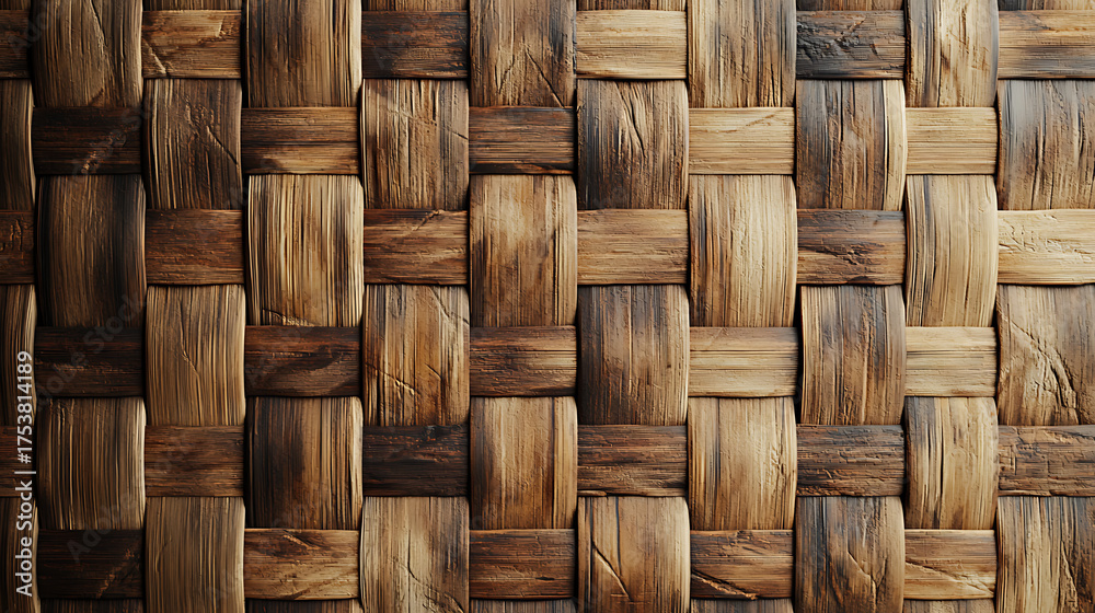 Obraz premium Natural Woven Texture Background of Intertwined Wood Fibers