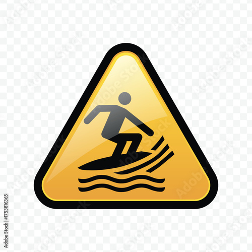Warning sign for surfing, wakeboarding, or active water sports zone
