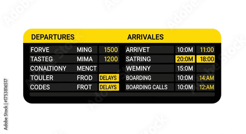 Flight schedule board showcasing departures and arrivals details