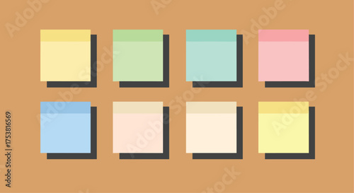 Organize your thoughts beautifully with vibrant, pastel sticky notes arranged in a clean grid for inspiration and planning