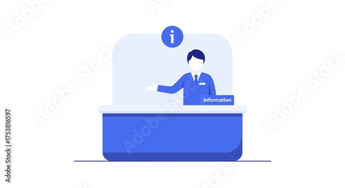 Helpful information service representative stands ready to assist customers