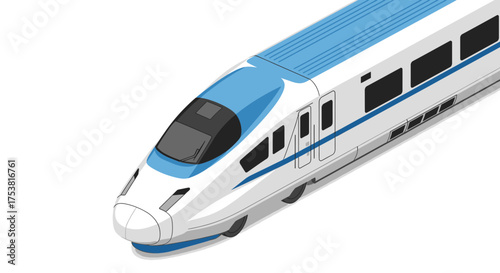 Isometric Illustration of a Sleek and Modern High-Speed Train Design