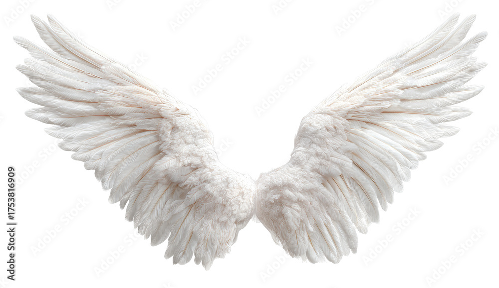 Obraz premium Pair of large, feathery white wings spread wide