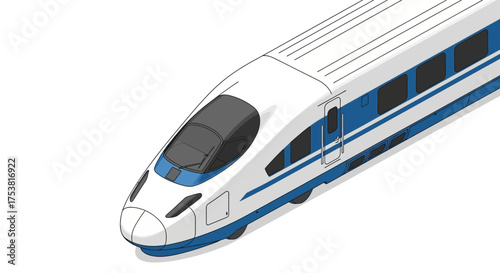 Isometric vector illustration of a futuristic streamlined high-speed train