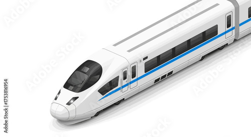 Isometric view illustration of a modern high speed train transportation