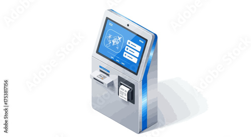 Modern Interactive Kiosk Terminal for Self-Service Transactions  and Services