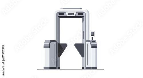 Security metal detector scanner, inspection checkpoint illustration