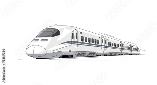 Sleek High-Speed Train Vector Illustration with Dynamic Speed Lines