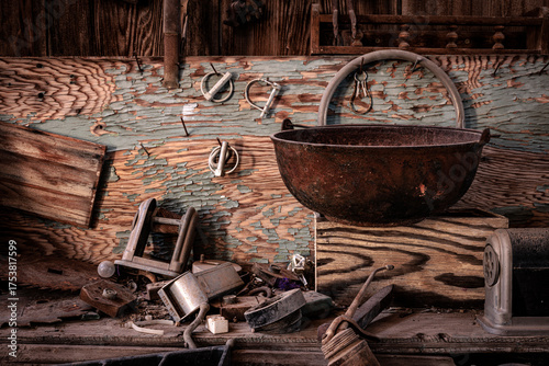 old rusty workbench