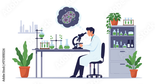 Scientist meticulously examines microscopic world through advanced laboratory microscope, uncovering crucial biological insights for groundbreaking research