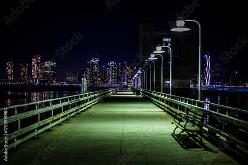 new york city pier at night