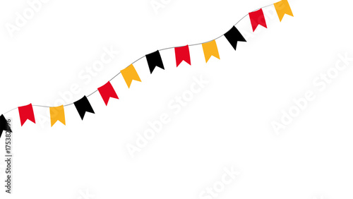 Bright colorful flag garland perfect for festive parties, celebrations, and advertising web design, event decor, and marketing campaigns to create joyful atmosphere. Vector illustration.