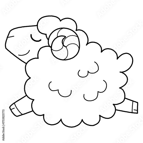 モノクロのかわいい羊のイラスト