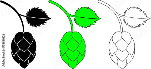 outline silhouette hops icon set