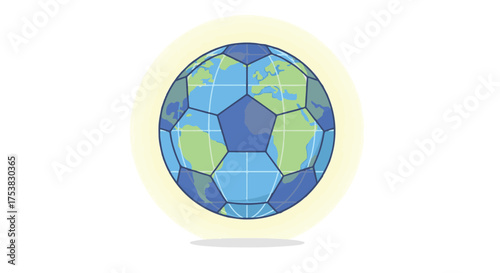 Soccer Globe Vector Flat Design Symbol of Global Football Unity
