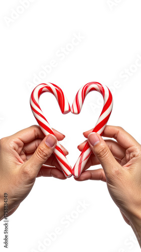 Dos bastones de caramelo formando un corazón símbolo de amor dulzura unión y espíritu navideño compartido