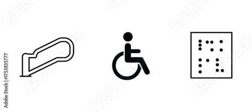 Accessibility and Braille Icons Set Vector Illustration
