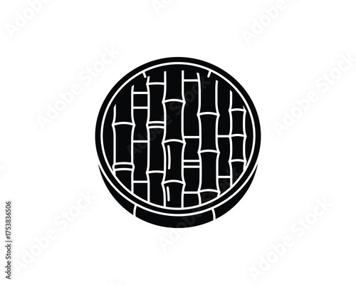 Bamboo dim sum steamer basket silhouette Vector Illustration