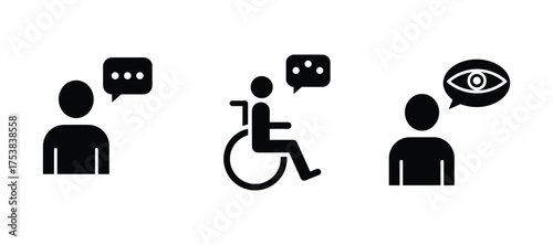 Communication and perception icons. Talking and visual understanding Vector Illustration