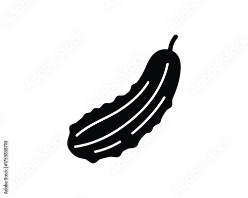 Cucumber Vegetable Black Glyph Icon Vector Illustration