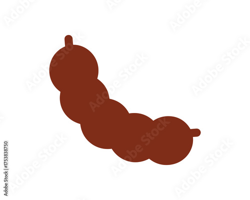 Curved Brown Tamarind Pod Vector Illustration