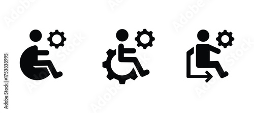 Disability Settings and Assistance Black Vector Icons