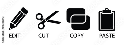 Editing and Clipboard Icons Set Vector Illustration