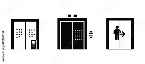 Elevator and Accessibility Icons Set Vector Illustration