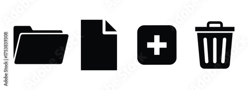 File Management icons set in flat style Vector Illustration