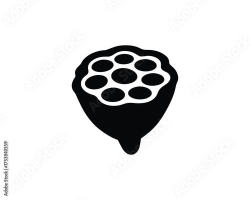 Lotus seed pod with seeds, Vector Illustration