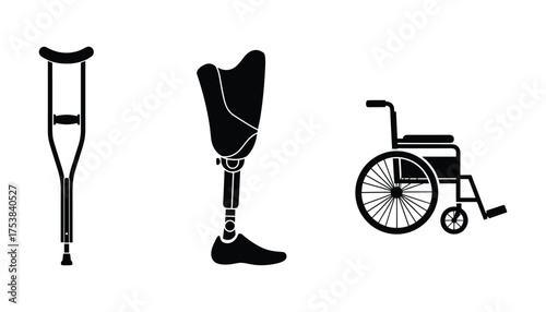 Medical Prosthesis and Mobility Aids Vector Illustration