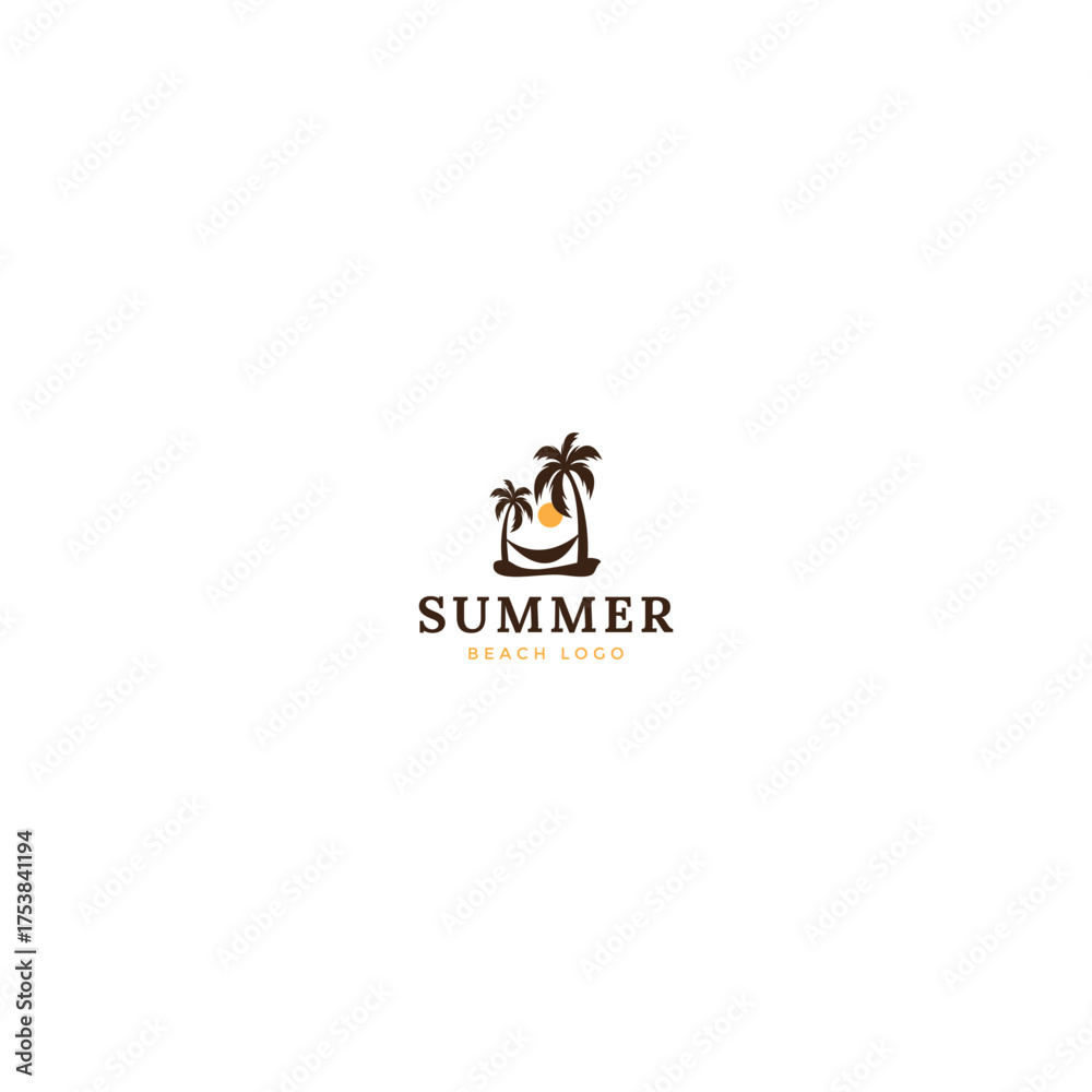 Obraz premium Beach summer logo design template flat vector