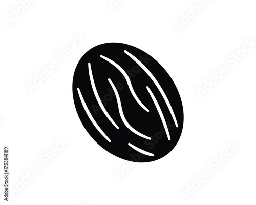 Nutmeg Seed Black Silhouette Spice Vector Illustration