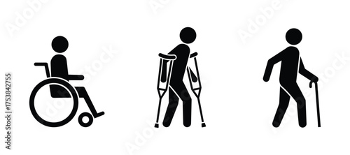 Set of Disability and Accessibility Icons Vector Illustration