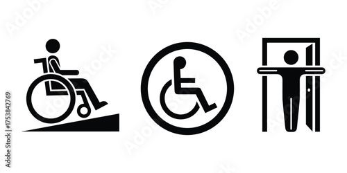 Set of Disability and Accessibility Black Icons Vector Illustration