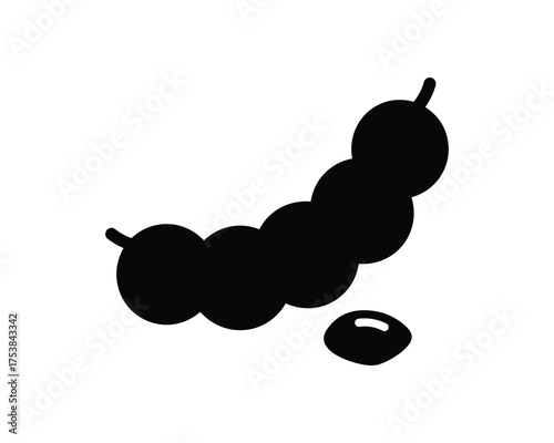 Soybean pod and single bean glyph icon, vector illustration.