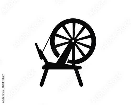 Spinning Wheel Black Silhouette Vector Illustration
