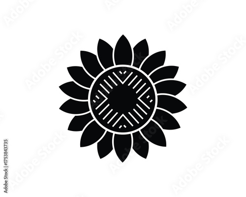 Sunflower Blossom Flower Head Minimalist Design Vector Illustration