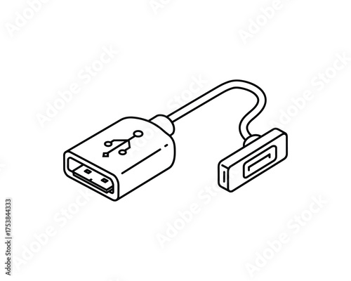 USB Adapter with Cable and Magnet Vector Illustration