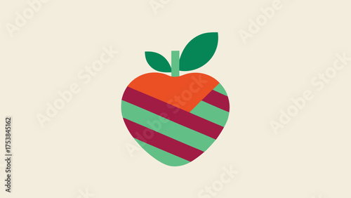 Vector art of a stylized apple with geometric patterns and vibrant colors, creating a modern and eyecatching fruit illustration for various designs