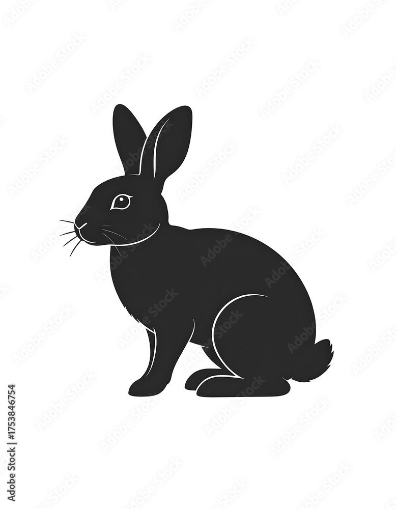 Obraz premium Silhouette of a Black Rabbit - A Simple and Elegant Animal Illustration.