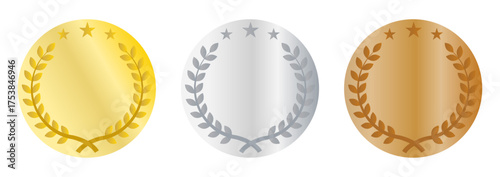 シンプルな金銀銅メダル3個セット